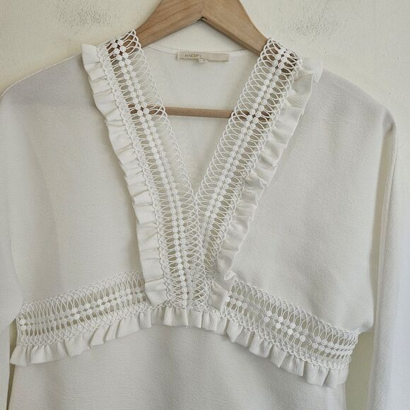 Maje White Viscose Blouse Size 1 – runs small, best fits US Women's XS. - Picture 5 of 9